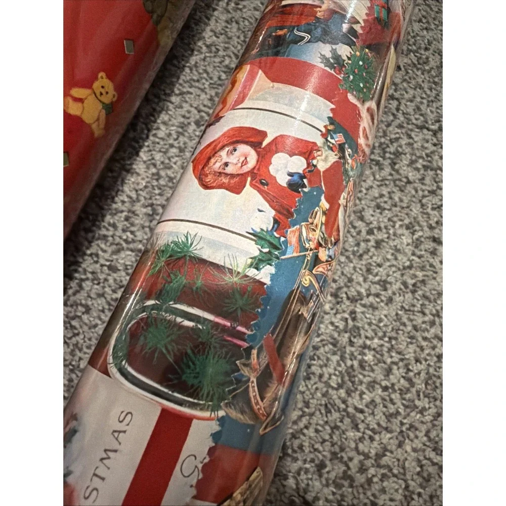 Vtg Christmas Wrapping Paper Rolls Lot 7 New Sealed Cleo, Norcross, Gibson, Hugg